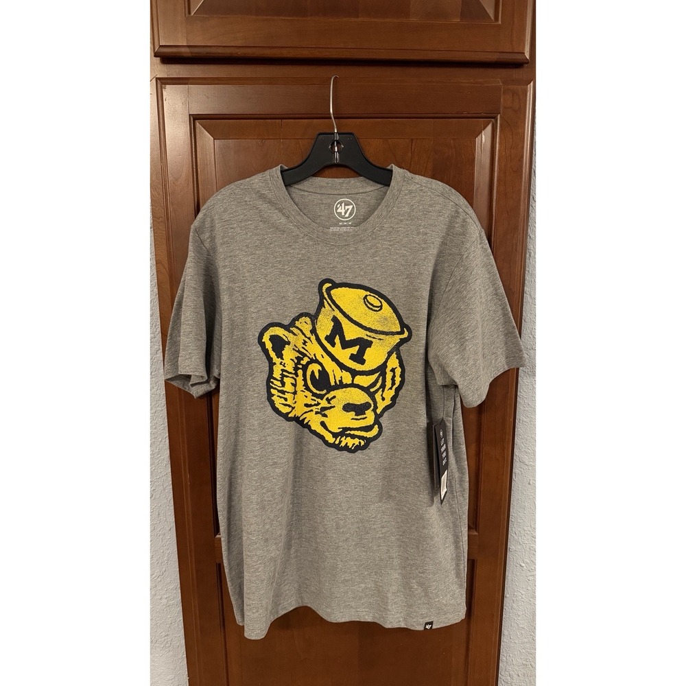 NEW '47 Brand NCAA Michigan Wolverines Men's Medium Gray T-Shirt College Vault